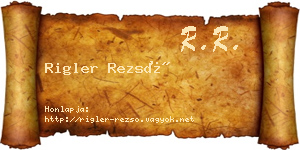 Rigler Rezső névjegykártya